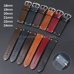 18mm 19mm 20mm 21mm 22mm 24mm Leather Watch Strap for Seiko for Omega Retro Wrist Band Calfskin Universal Bracelet Accessories