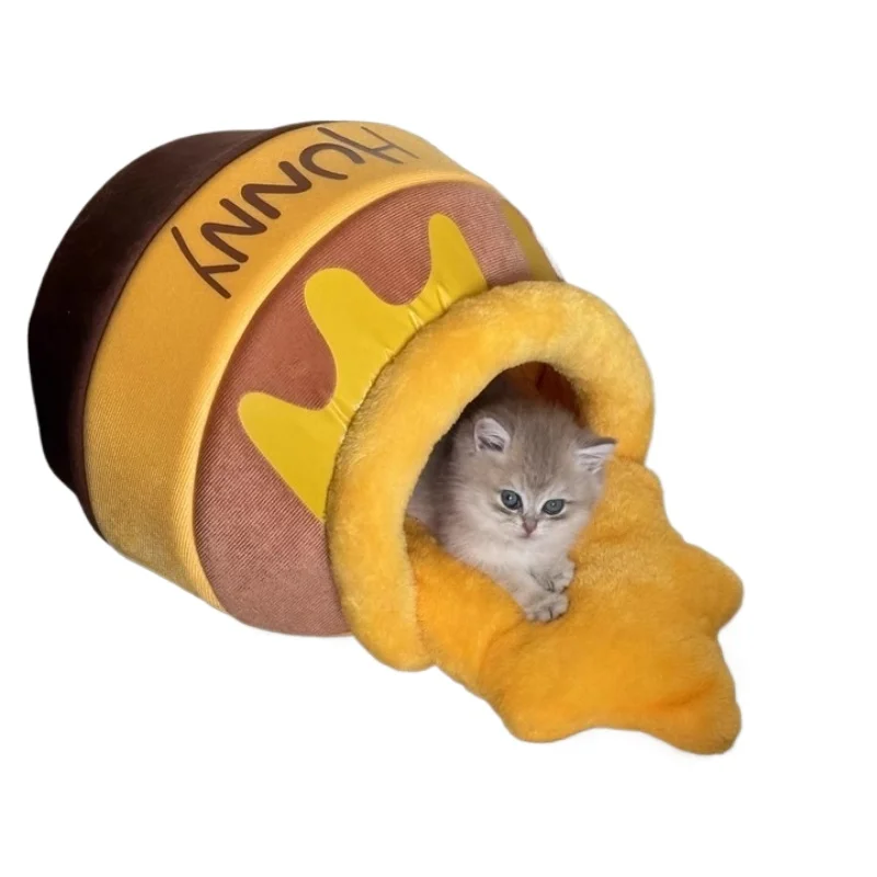 

Медовая банка, милое гнездо для домашних животных, теплый спальный мешок для кошек, креативное украшение для дома, зимние товары, товары для домашних животных, периферийные устройства для фильмов