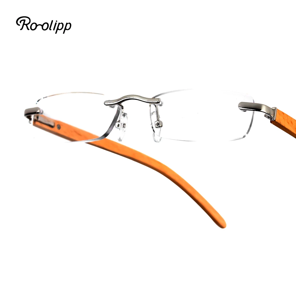 

Wooden Rimless Reading Glasses Lightweight Comfortable Presbyopic Eyewear for Men Women