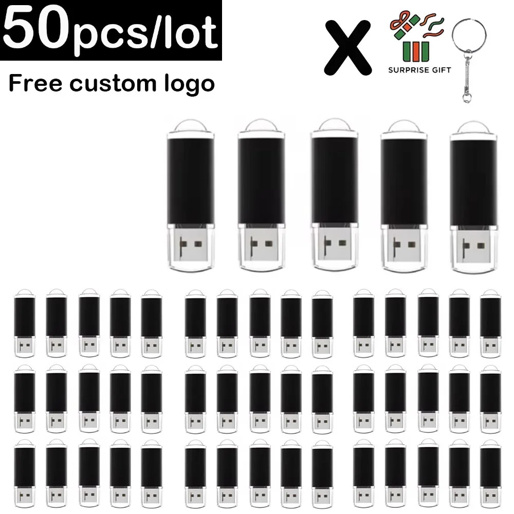 50Pcs/lot USB 2.0 Flash Drive 128MB 1GB2GB 4GB 8GB Pen Drive 16GB Pendrive 32GB USB Stick 64GB Memory Flash Disk Free Laser Logo