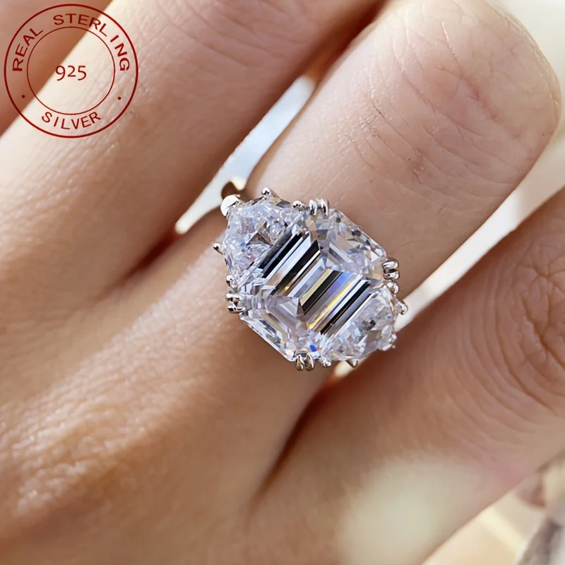 موضة جديدة فاخرة 925 فضة خواتم للنساء الزفاف المشاركة العروس الزركون البطانة غرامة مجوهرات #3