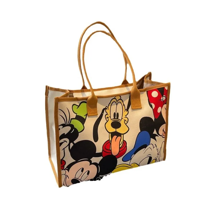 Disney cartoon Mickey mouse Women's canvas bag shoulder High capacity portable cartoon bag for shopping handbags