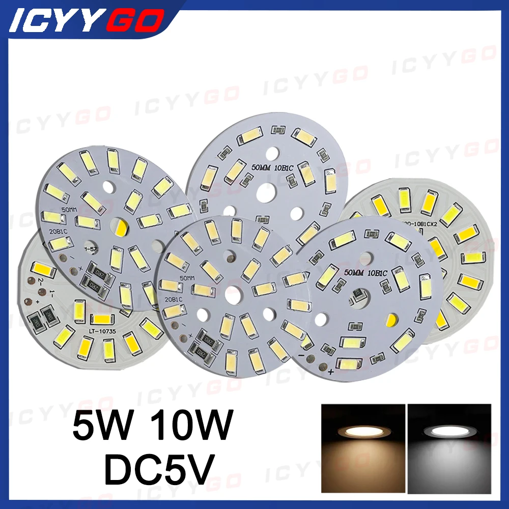 5W 10W High Brightness 5730 SMD DC5V LED Light Panel Lamp Bead Warm White 10W 50MM Light Panel DIY Two-Color Adjustable LED Bulb