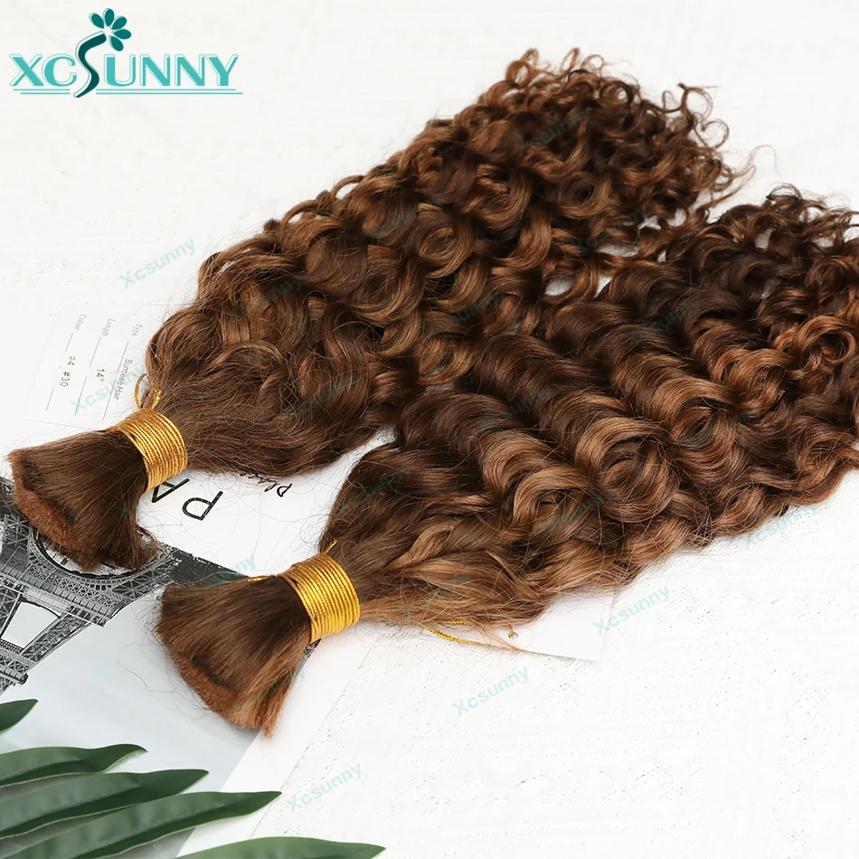 Cabelo humano em massa para trançar, trançar encaracolado, extensões de cabelo, duplo desenhado, destaque, atacado, cor 30, 4