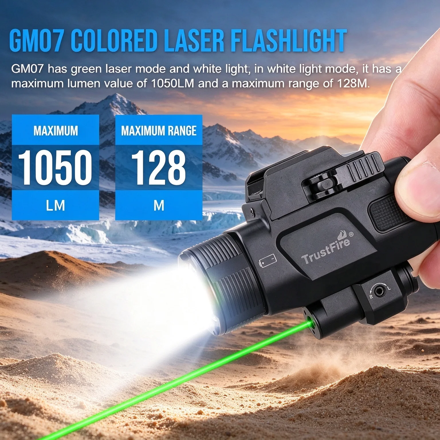 1050 Lumens LED Tactical Flashlight Trustfire Rechargeable Quick Release Searchlight Lights for Outdoor Activity & Self Defense