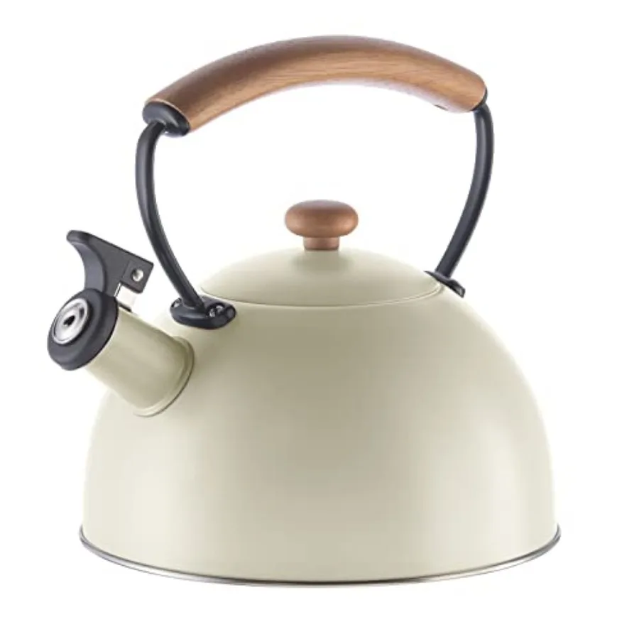 

Tea Kettle for Stove Top - 64oz/ 1.9lt Stainless Steel with Loud Whistle and Stay-Cool Wood Handle Ideal Hot Water Kettle and W