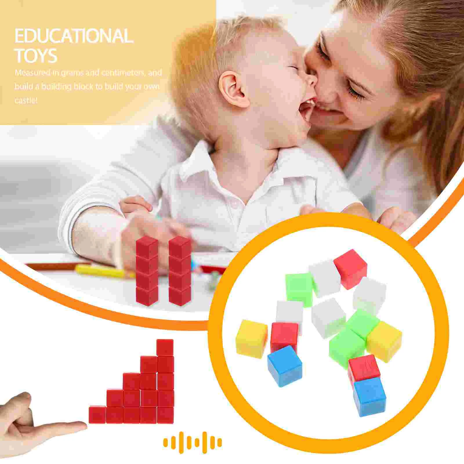 200 Pcs Geometry Math Manipulatives Plastic Blocks Cube Toy Child