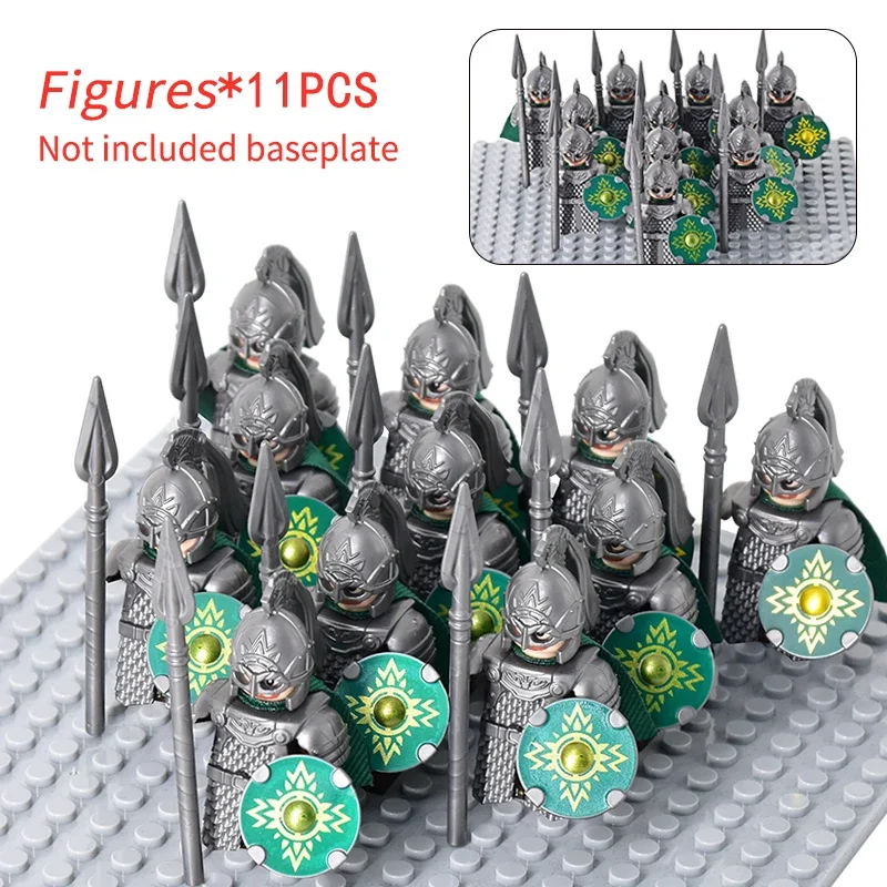 11PCS FAI DA TE Medievale Elfo Soldati Guardia Mini Blocchi di Costruzione di Montaggio della Bambola Blocchi di Costruzione MOC Creativo Per Bambini Giocattoli