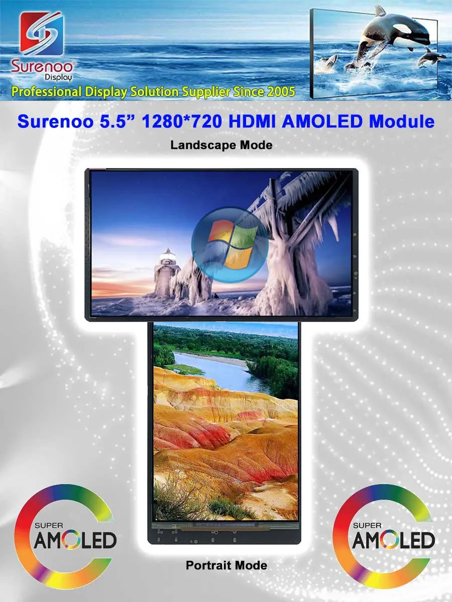 5,5-calowy 1280*720 kompatybilny z HDMI moduł LCD AMOLED Panel ekranu Monitor dla komputera z systemem Windows Laptop wtórny Raspberry Pi — zdjęcie produktu 7