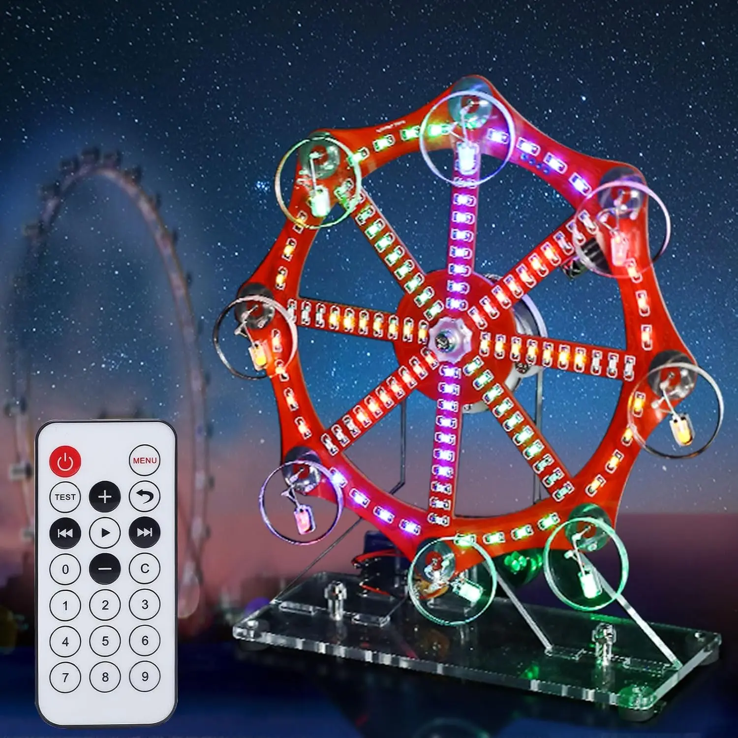 DIY LED Rotating Ferris Wheel Circuit Rotary Electronic Kit 10 Kinds Flashing Mode Soldering Project Practice Remote Control