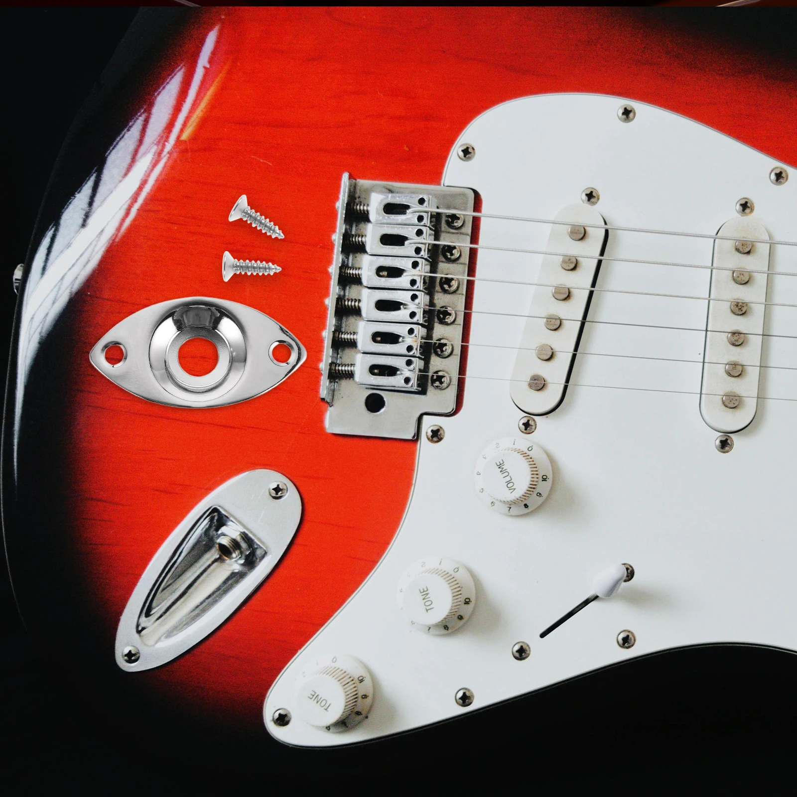 

Electric Guitar Jack Cover Electronic Socket Plate Bass Plates Silver Accessories