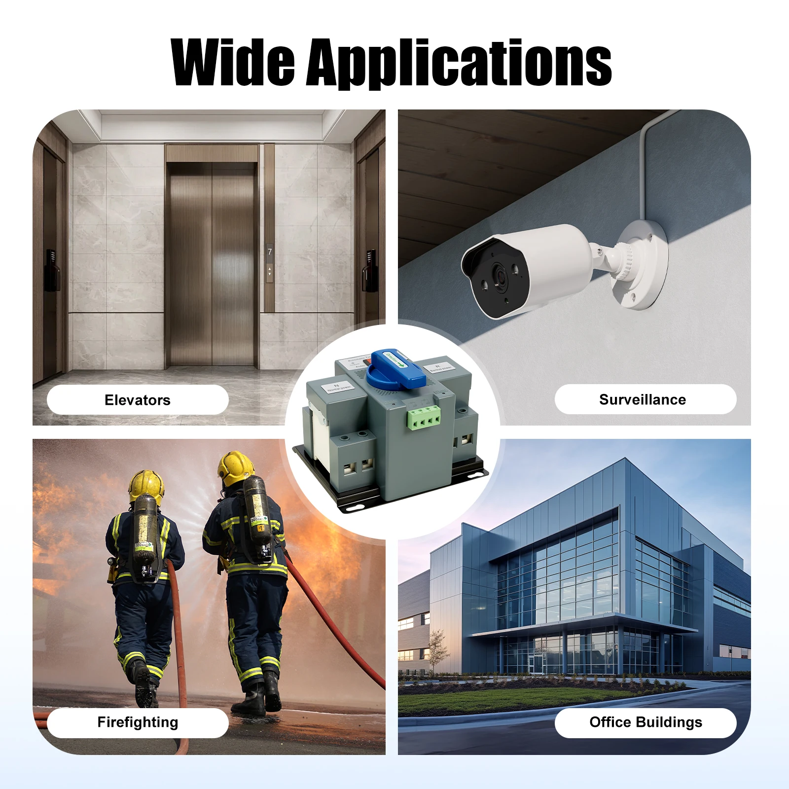 مفتاح نقل تلقائي مزدوج الطاقة 2P/63A - تبديل تلقائي/يدوي لنقل سلس ثانٍ، مستوى CB معتمد للمصاعد