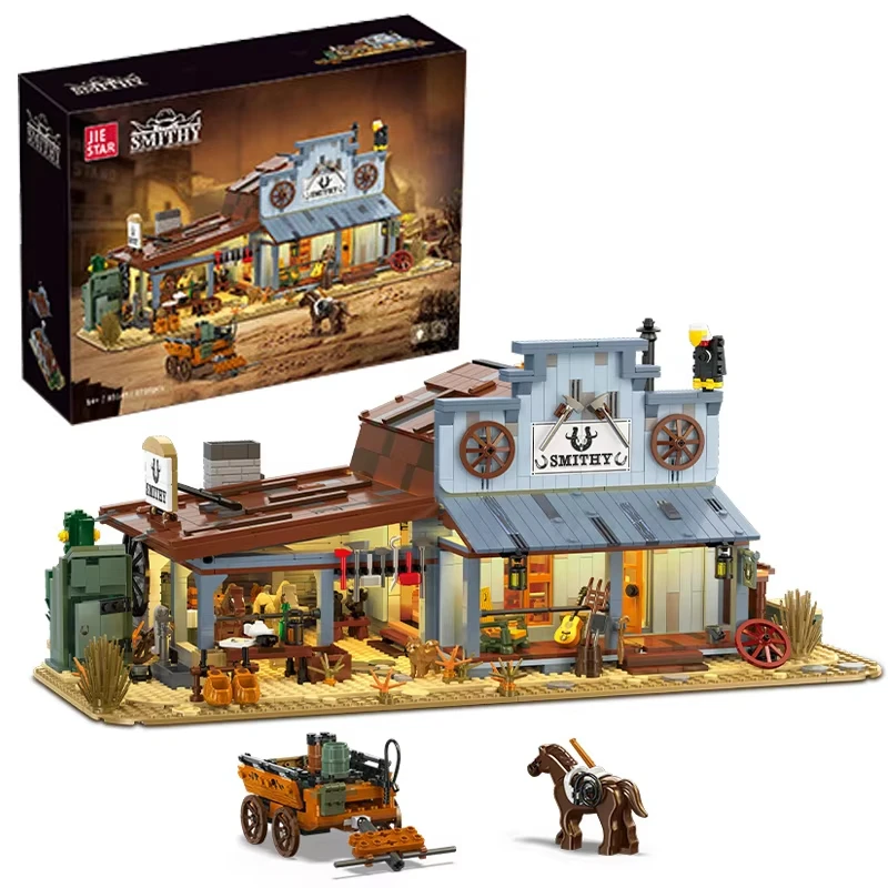 Western Blacksmith DIY Building Kit, 2718 Pcs MOC Architecture Set for Display & Collection