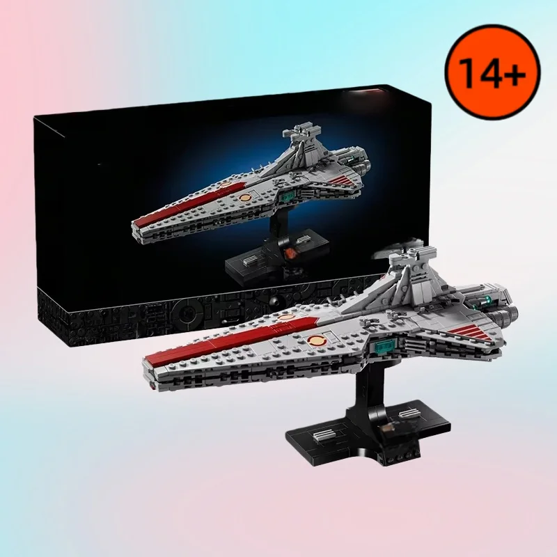 643 piezas Venator Republic Cruiser Attack Ship Dual Bridges MOC 75441 Modelo de la Era de los Clones de Star Wars Decoración para el hogar Regalos de cumpleaños