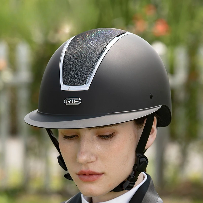 Equestrian Helmet 60 Series Silver Frame Bright Cloth Surface Large Brim Breathable Adjustable Harness Wholesale 8101339