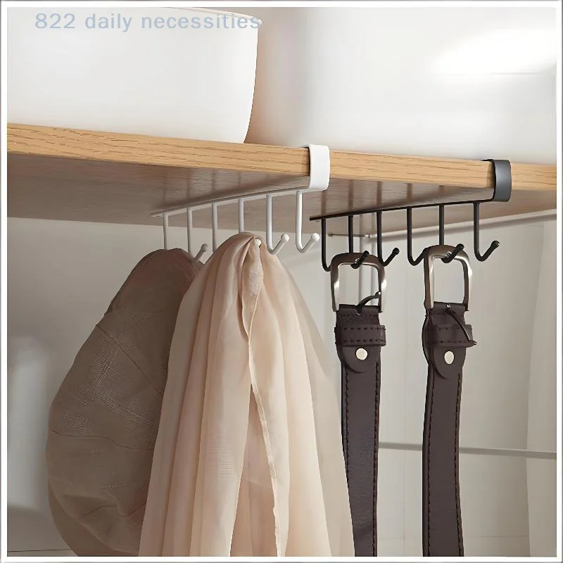 convenient1PC iron hook Kitchen Storage Rack 6 Hooks Wall Hanging Organizer Cup Mug Holder For Home Kitchen Bathroom view 4