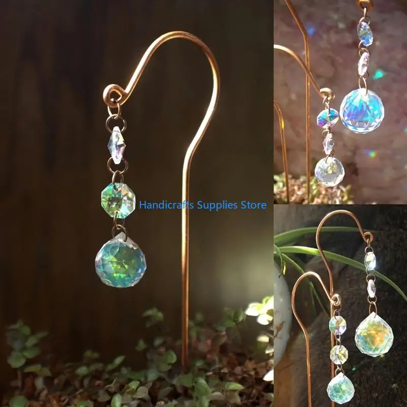 R1WA Sun Catcher Crystal Ball Garden Decorative Stake Garden Decoration Plant Decoration for Indoor Outdoor Yard