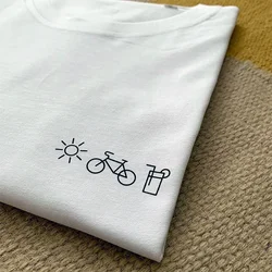 2024 Summer New Positive Pocket Printing Graphic Tees White Loose Cotton Unisex Men Women T Shirt Casual Aesthetic Shirts