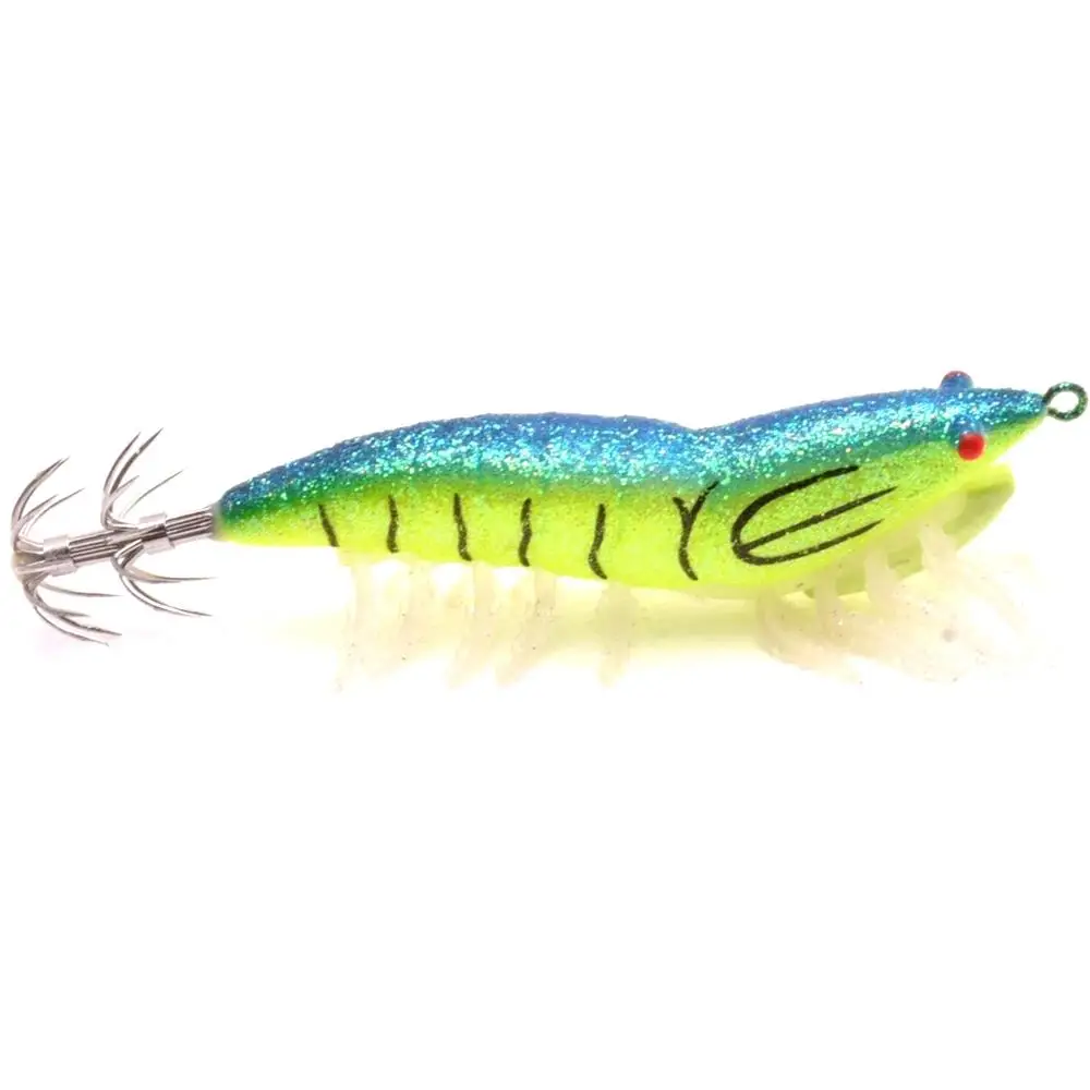 Leuchtender Imitationsholz-Garnelen-Tintenfisch-Haken Nr. 2.5 Nr. 3,5 cm Weichfüßige Garnelen Meeresfischerei Lua Fluoreszierender Köder – Detail 11