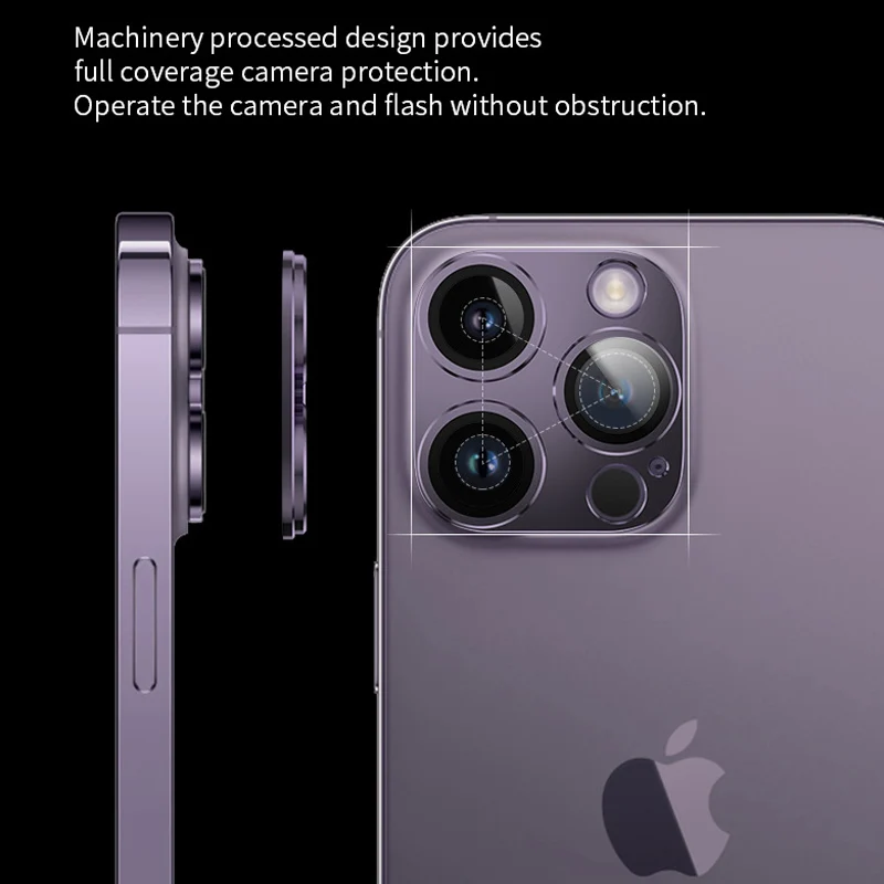 Capa Protetora de Metal e Vidro, Filme Protetor de Câmera, iPhone 14, 15, 16 Pro Max, 14 Plus, 15 Pro Max, 1Pc