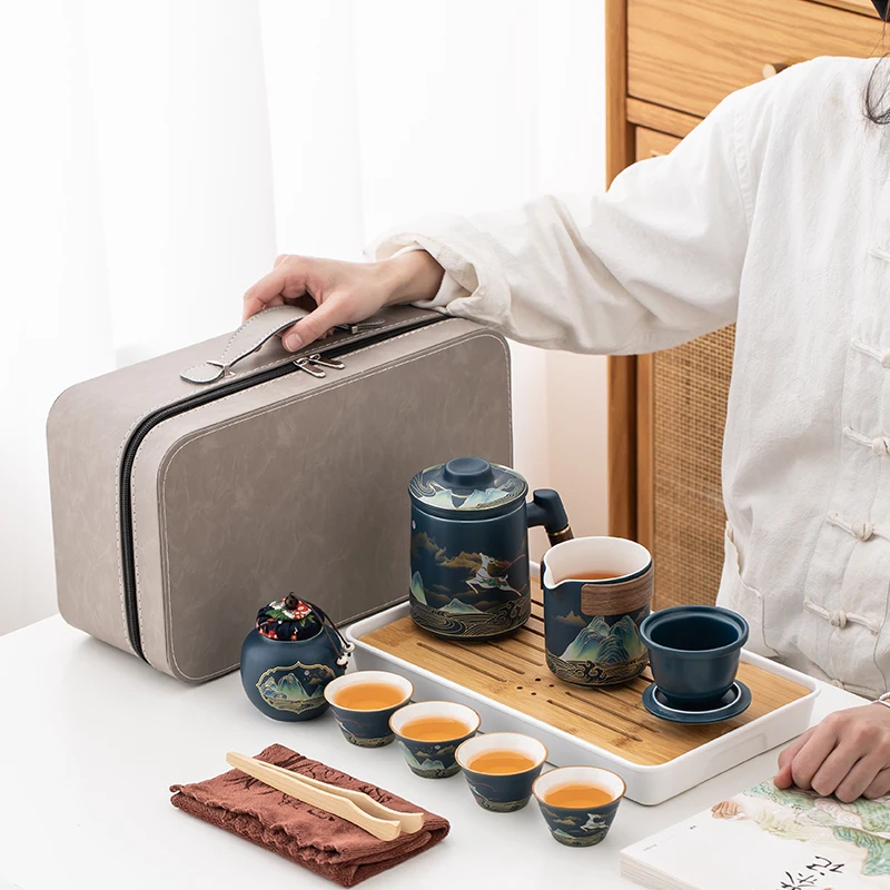 مجموعة علب هدايا مجموعة الشاي الصينية الأنيقة، هدية نقل فاخرة راقية، بنك الأعمال يمنح الأصدقاء وكبار السن