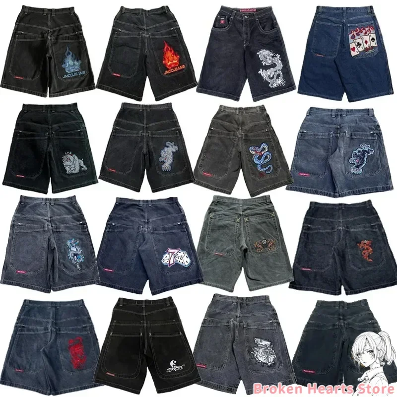 

Hip Hop Vintage Printing New baggy Denim Shorts Harajuku Y2K JNCO Jeans Womens Mens Gothic Streetwear Basketball Shorts