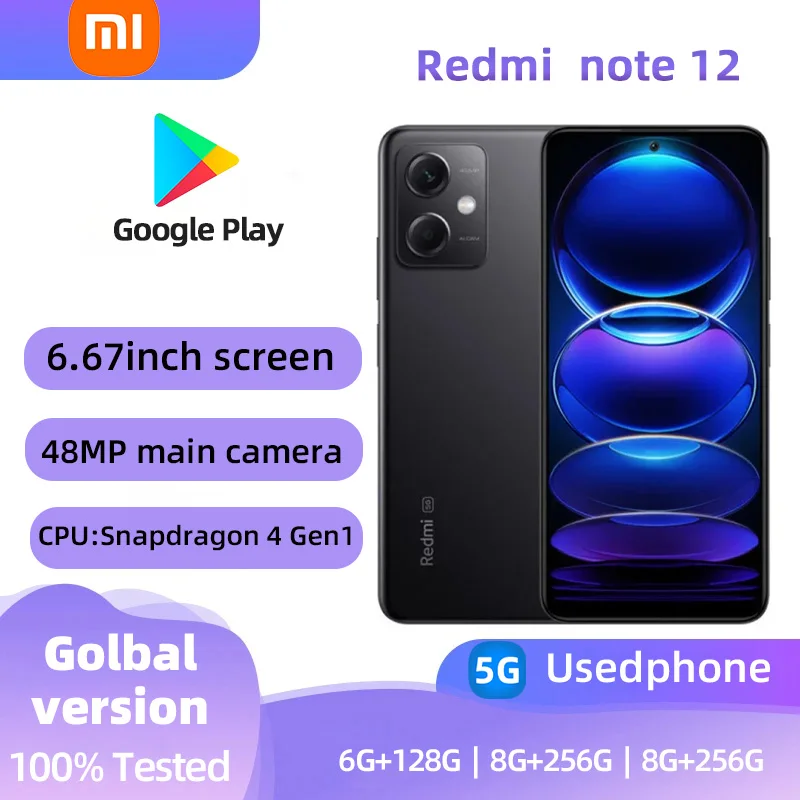 Redmi Note 12 5G Android 6,67 pulgadas RAM 8GB ROM 256GB Qualcomm Snapdragon 4 Gen1 teléfono usado