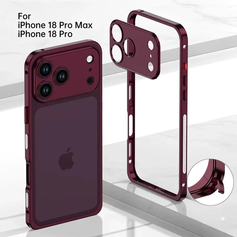 For IPhone 18 ProMax Metal Frame Case for IPhone 17 16 15 ProMax Air Detachable Metal Camera Protect Ultra-Thin Shockproof Cover