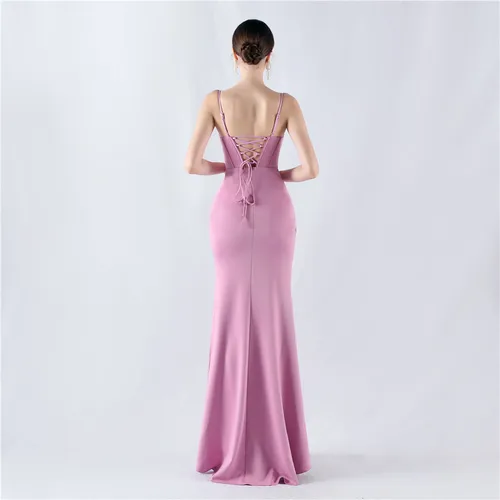 Imagen 2 del producto DEERVEADO 8 colores dulces vestidos de noche elegantes con tirantes para mujer vestidos de fiesta formales con abertura larga vestidos de noche de Gala