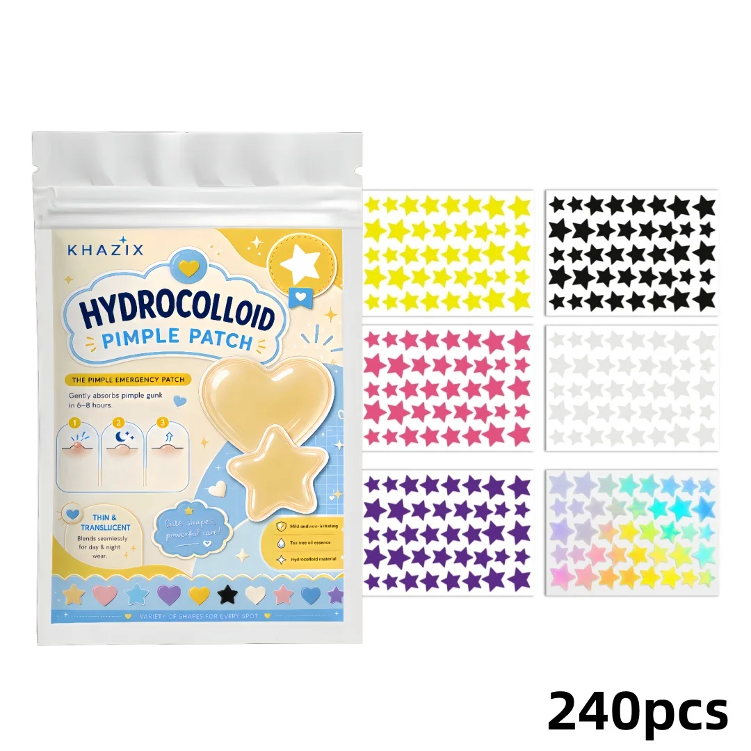 240 Patchs Étoiles Hydrocolloïdes pour le Visage, Absorbants, à l'Arbre à Thé, Patchs Anti-Acné Hydrocolloïdes, Étoiles Mignonnes