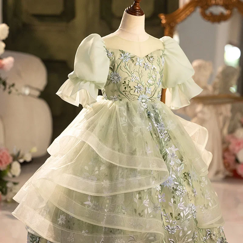 ICJAEHAO Prom Dress Children Girls First Communion Pageant Ball Gown Teenages Girl Wedding Sequins Dresses for Kids Elegant