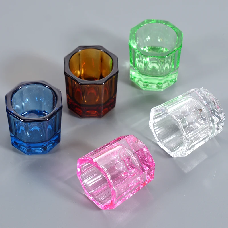 1PC Octagonal mixing cup, oral cleaning mixing cup, colored crystal glass mixing tool, dental material consumables accessories