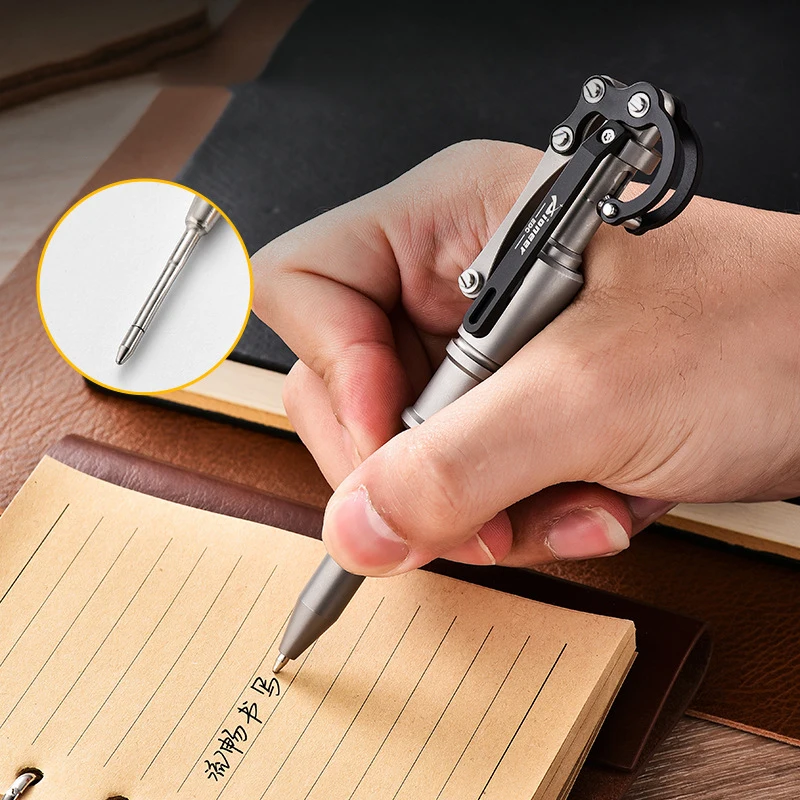 Creative Mechanical Switch TC4 Titanium Alloy Tactical Pen Camping Multi-functional Self-defense Break Windows Pen Signature Pen