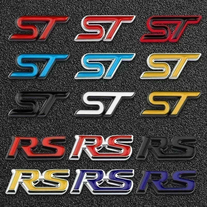 1pcs 3d Metal Logo ST RS letter Badge Decal Car Steering Wheel Emblem Sticker decoration auto Styling Accessories