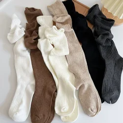 Soft Wool Long Socks Women Autumn Winter Cashmere Solid Knitted Stocking Skinny Casual Knee High Fluffy Warm Thicken Girls Socks