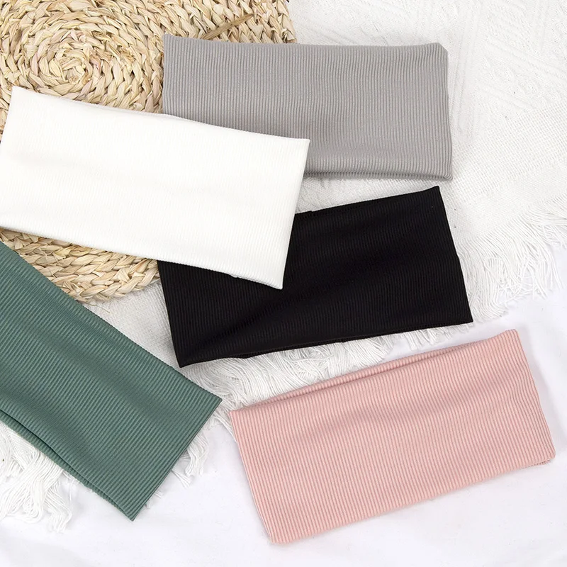 أربطة شعر مرنة بلون سادة للنساء والرجال، عصابة رأس للجري واللياقة البدنية والرياضة واليوجا وإكسسوارات عصابة رأس للفتيات #3