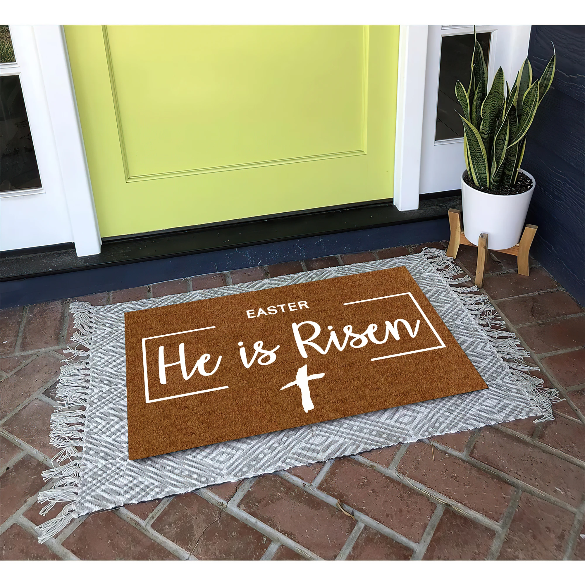 

He Is Risen Doormat Rubber Non-Slip Funny Welcome Mats for Entryway Door Mat Indoor Outdoor Waterproof Floor Foot Mat