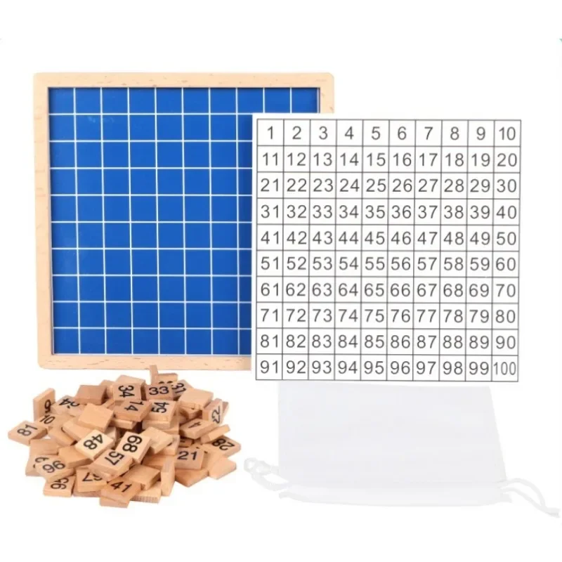 

Eco-Friendly Wooden Hundred Board Non-Toxic Math Toy Montessori 1-100 Numbers Early Education Essential