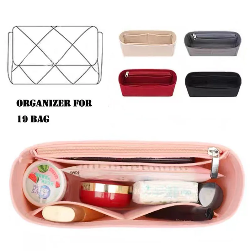 19 bag Insert Organizer Felt Insert Women Makeup Bag liner Travel Organizer Portable Cosmetic Bag Shaper