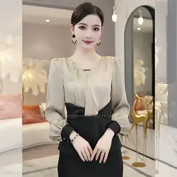 New Shirt with a Light Luxury and High-end Feel with a Tight Waist Design Irregular Short Cut and Stylish Waist Cinching Shirt