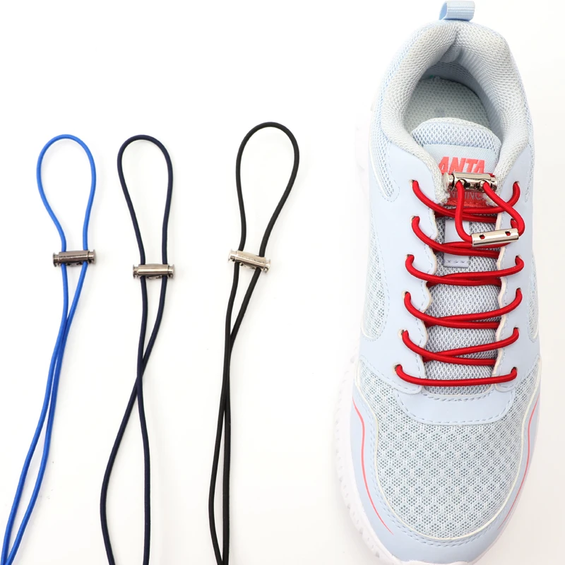 Solid Color Stretching Shoelaces No Tie Metal Spring Buckle Lock Suitable For All Shoes Unisex Accessories Lazy Shoe Laces 100cm