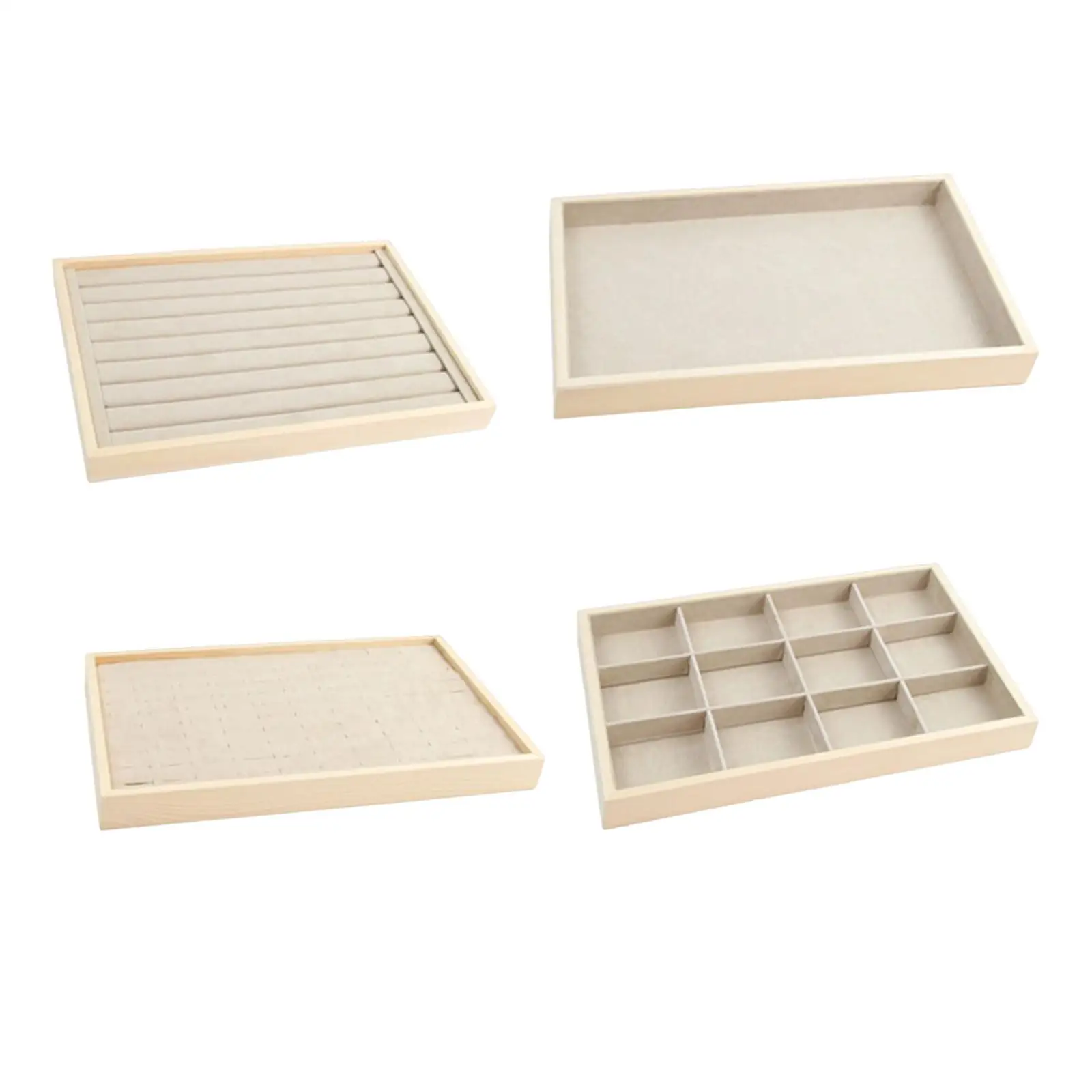 

Stackable Jewelry Tray Inserts Storage Display Organiser Container Box Wood for Necklace Bracelet Charms Diamond Beads Ring