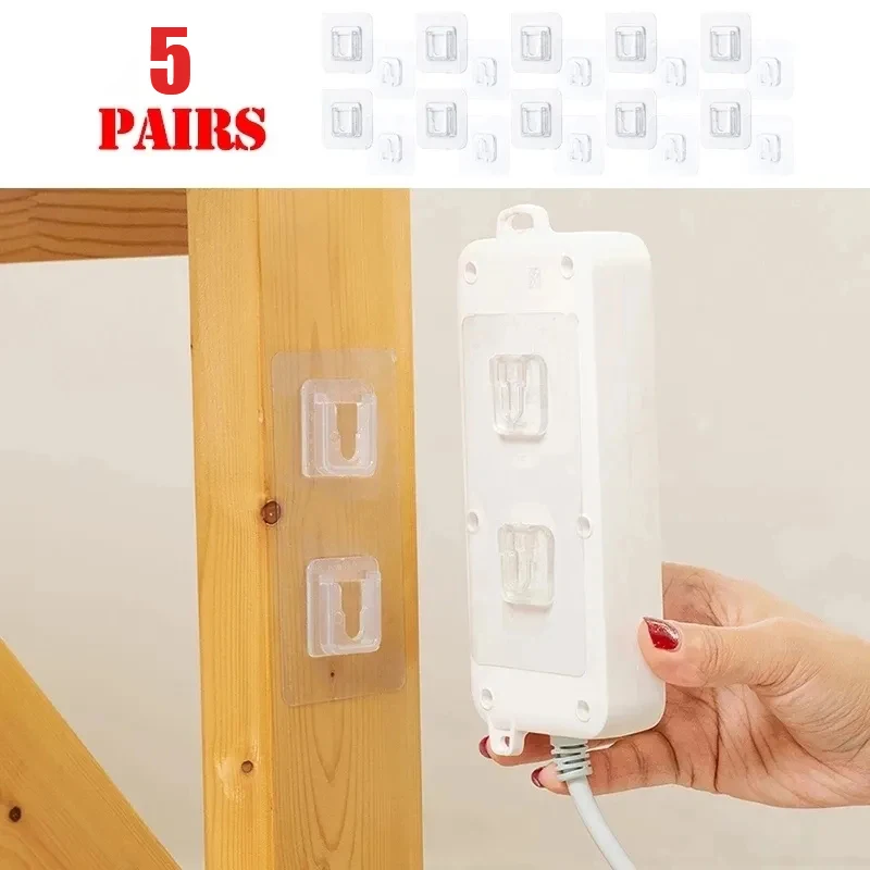 5PCS Cable Organizer Double-Sided Adhesive Wall Hooks Hanger Strong Hooks Suction Cup Sucker Wall Storage Holder