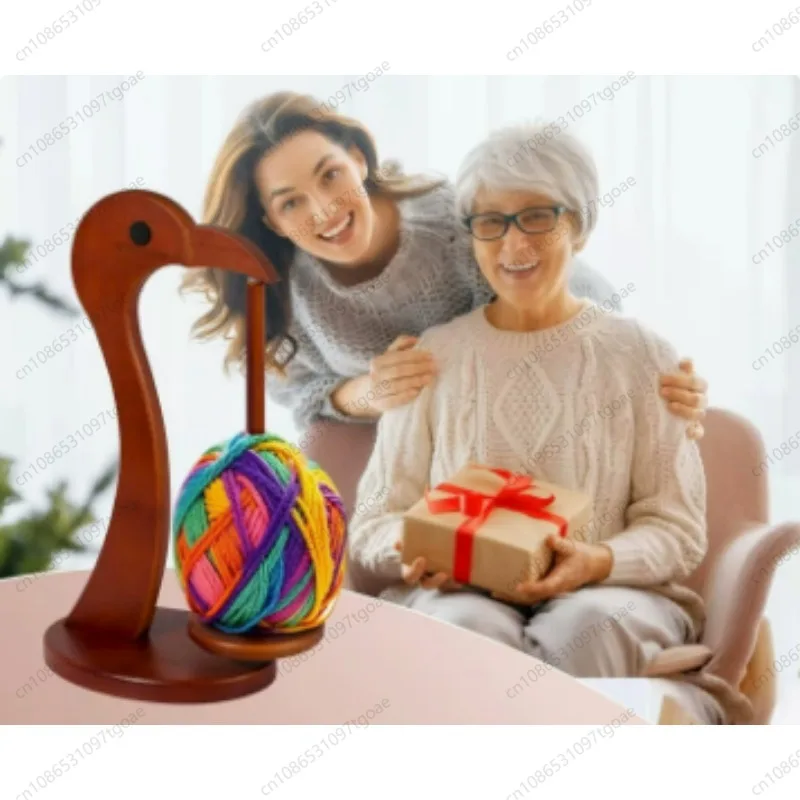 Natural Bamboo Yarn Dispenser Bird Shape Rotating Spool Holder Crochet Knitting Thread Organizer
