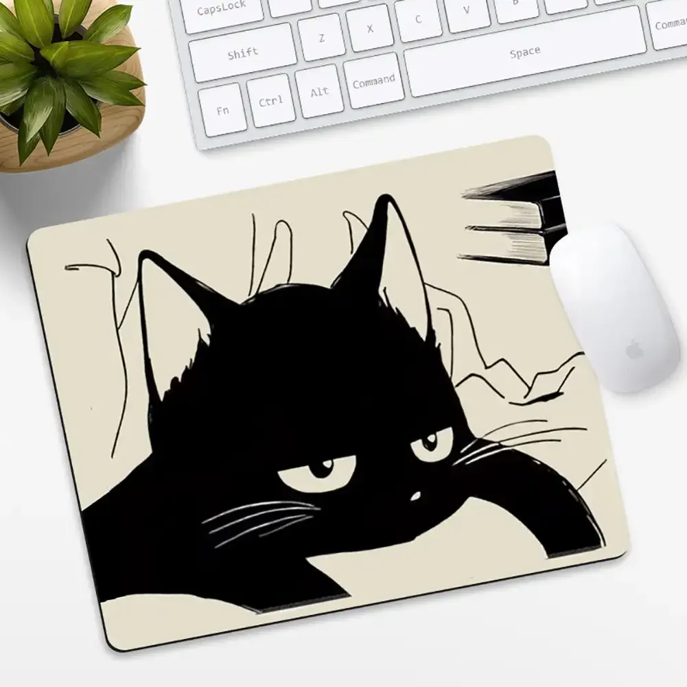 Anime Black Cat Mousepad Small Office Computer Desk Mat Table Keyboard Small Rubber Mouse Pad Laptop Cushion Non-slip Deskpad