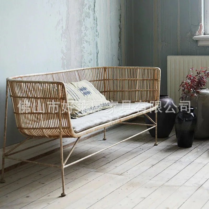 Silent Wind Rattan Sofa Chair Single Double Outdoor Patio Balcony Furniture Woven Simple Sofa Chair