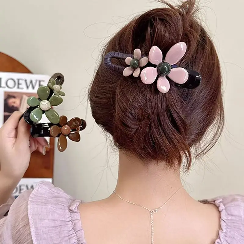 Fashionable flower hairpin hair accessory, duckbill clip, women's back of the head, disc-shaped hair tool, 2025 new headwear