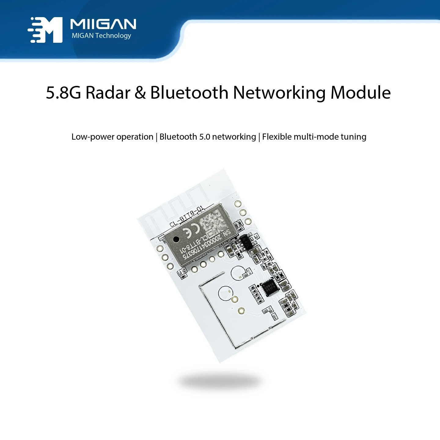 5.8G Radar Bluetooth Module  APP Adjustable for Smart Garage Lighting Interference Resistant