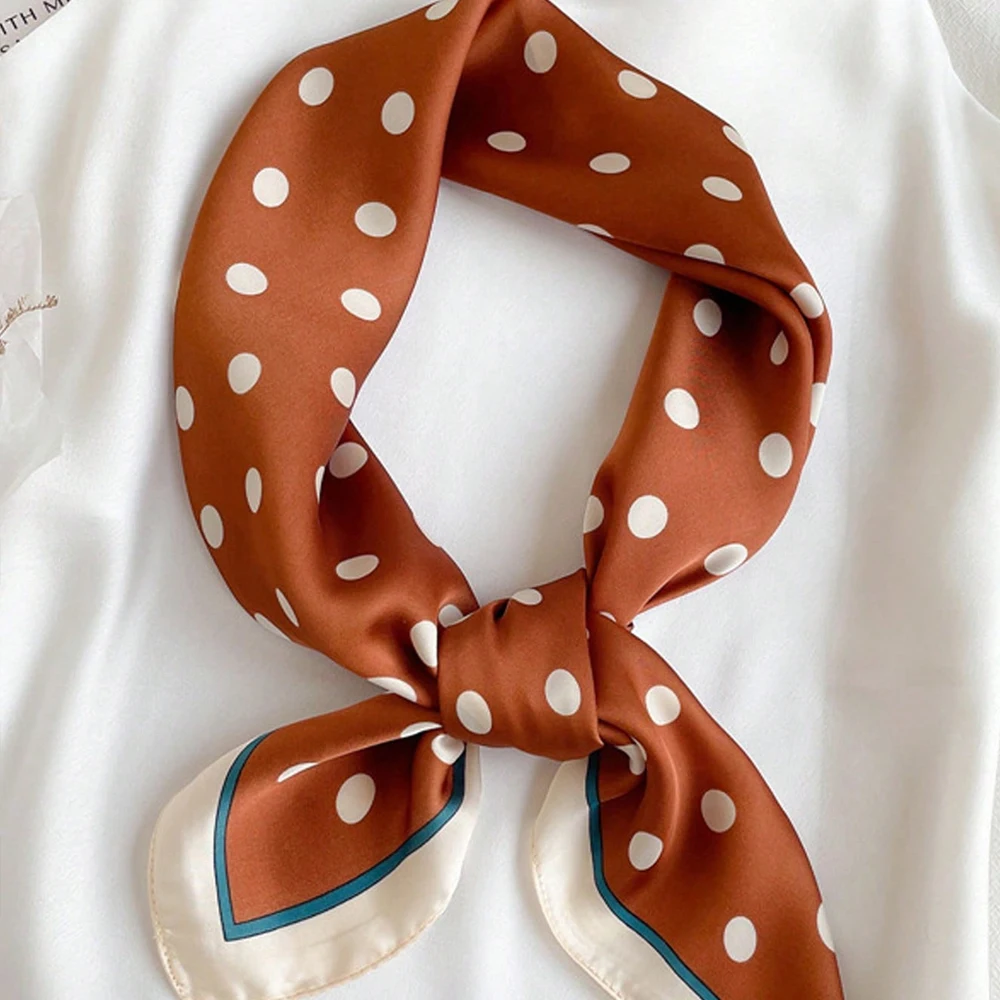 1 Stück Luxuriöses Elegantes Modisches 70 * 70cm Seiden-Bandana-Tuch mit Polka-Dot-Muster für Damen Geeignet für Tägliches Tragen und Als Geschenk – Detail 3