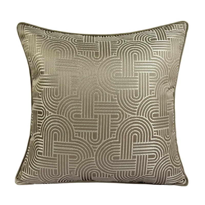 45x45cm Modern Light Luxury Art Deco Arch Geometric Jacquard Cushion Cover Pillowcase Camel Interlaced Arch Pillow Cove